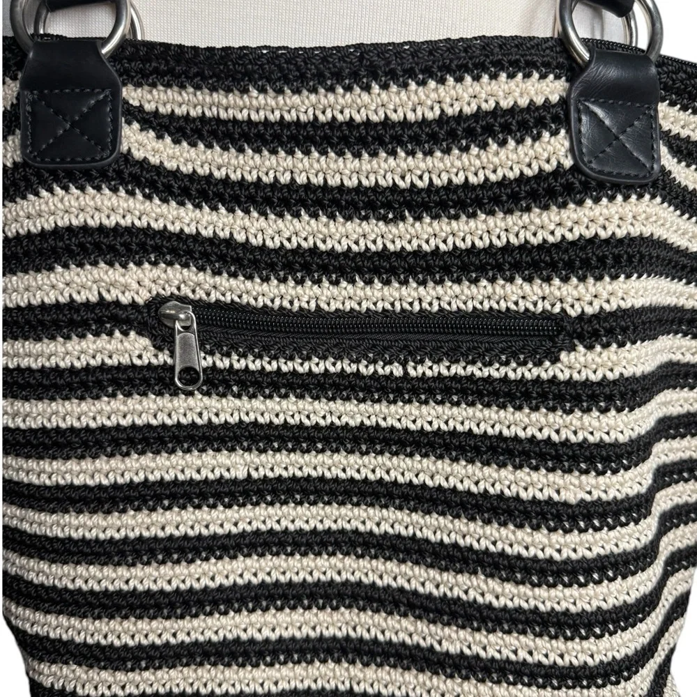 The Sak Black and White Crochet Collection Hobo Handbag